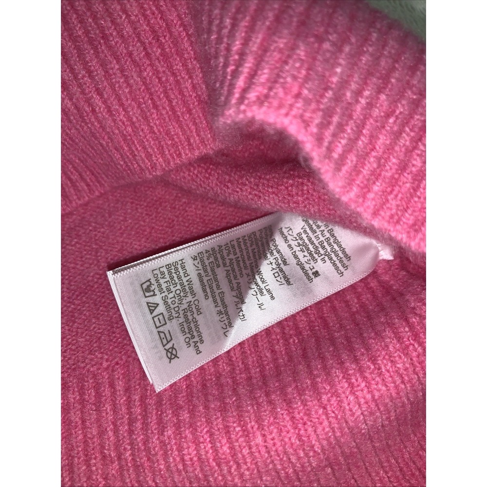 J. crew Chunky Cropped Sweater Relaxed Boxy Supersoft Yarn Pink Wool Blend M - Picture 8 of 10
